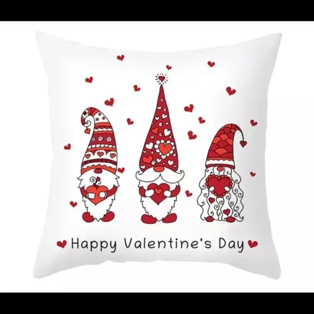 VALENTINE GNOME, HEART‎ PILLOW COVERS, Set of 2